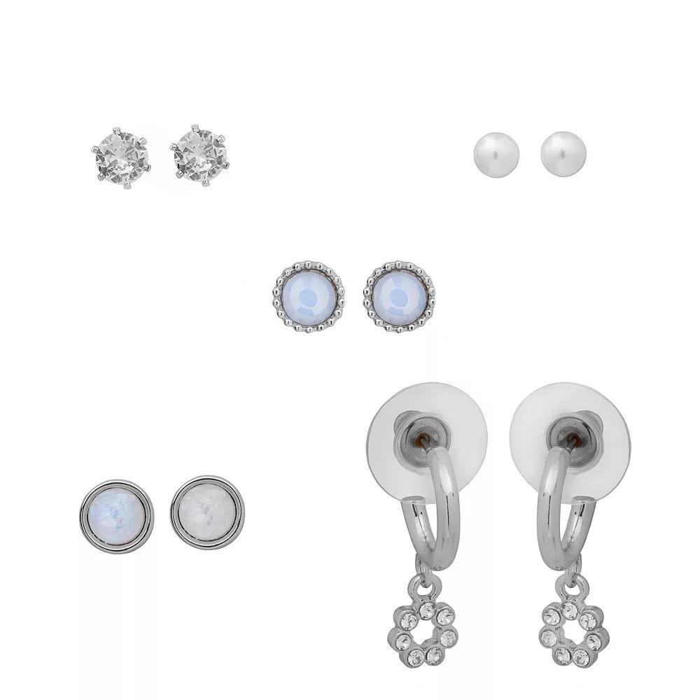 LC Lauren Conrad 5-Piece Simulated Opal Earring Set, Women's, Blue Product Image