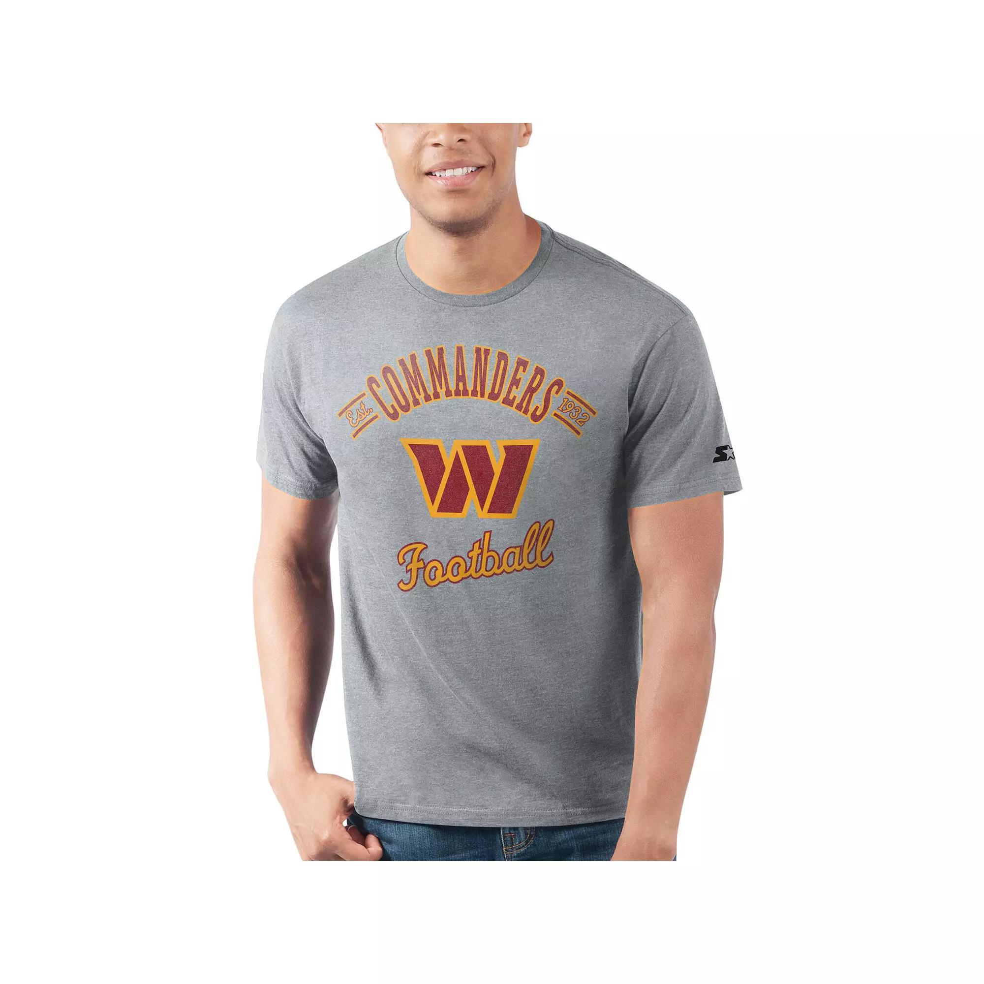 Men's Starter Heathered Gray Washington Commanders Prime Time T-Shirt, Size: Medium, Wft Grey Product Image