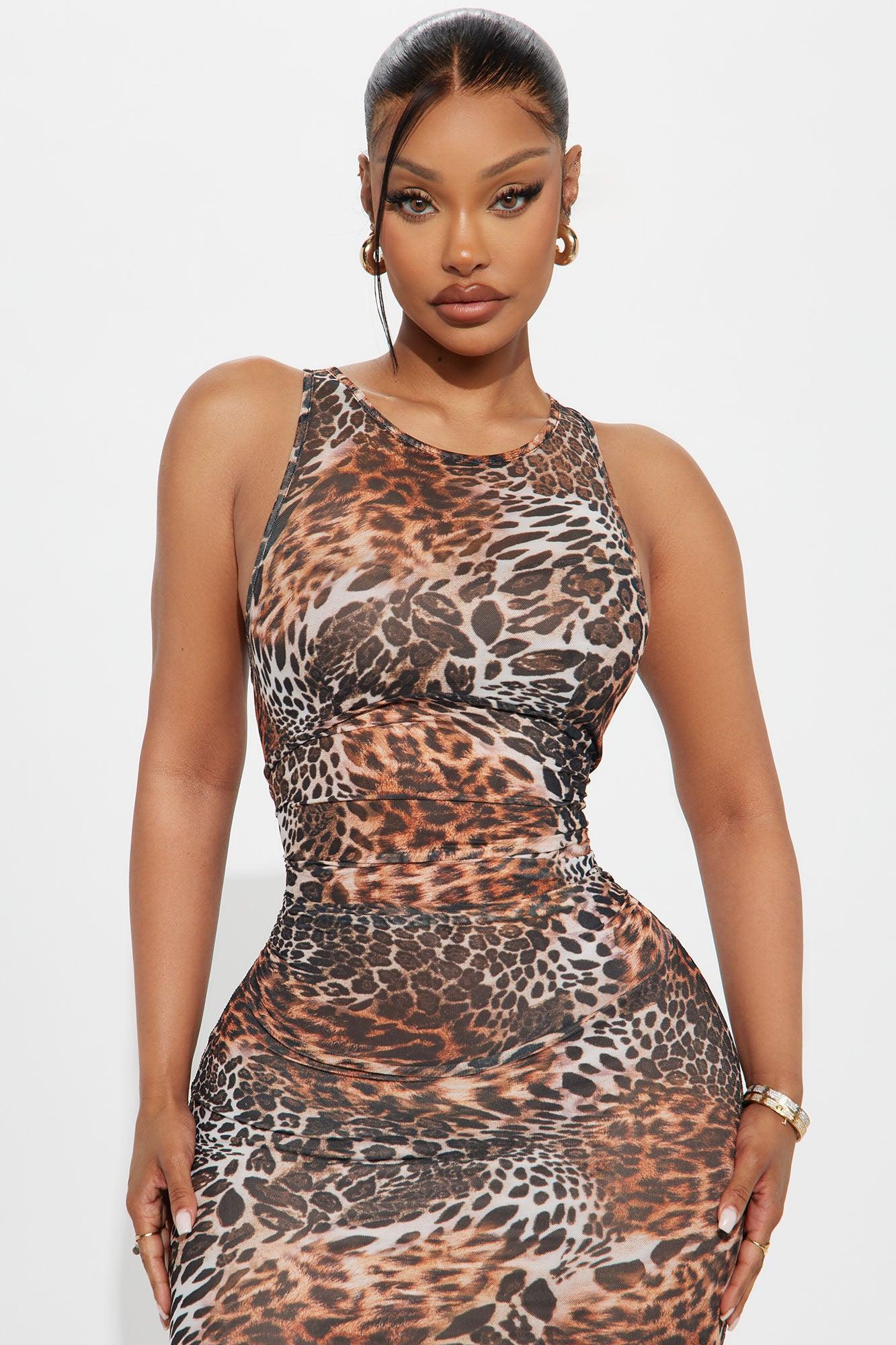Lindsey Leopard Mesh Maxi Dress - Leopard Product Image