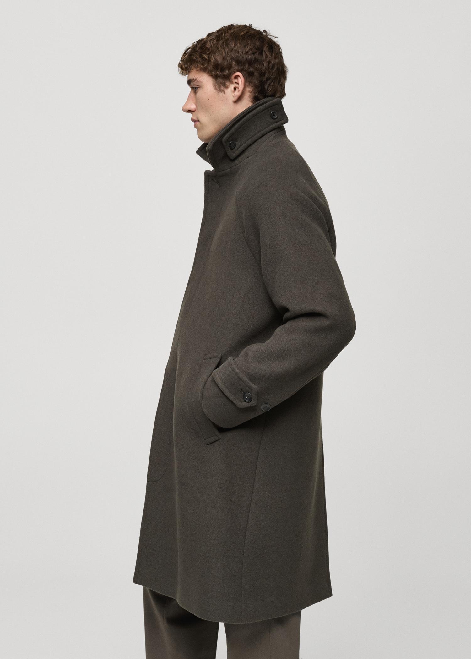 Long recycled wool coat - Men | MANGO USA Product Image
