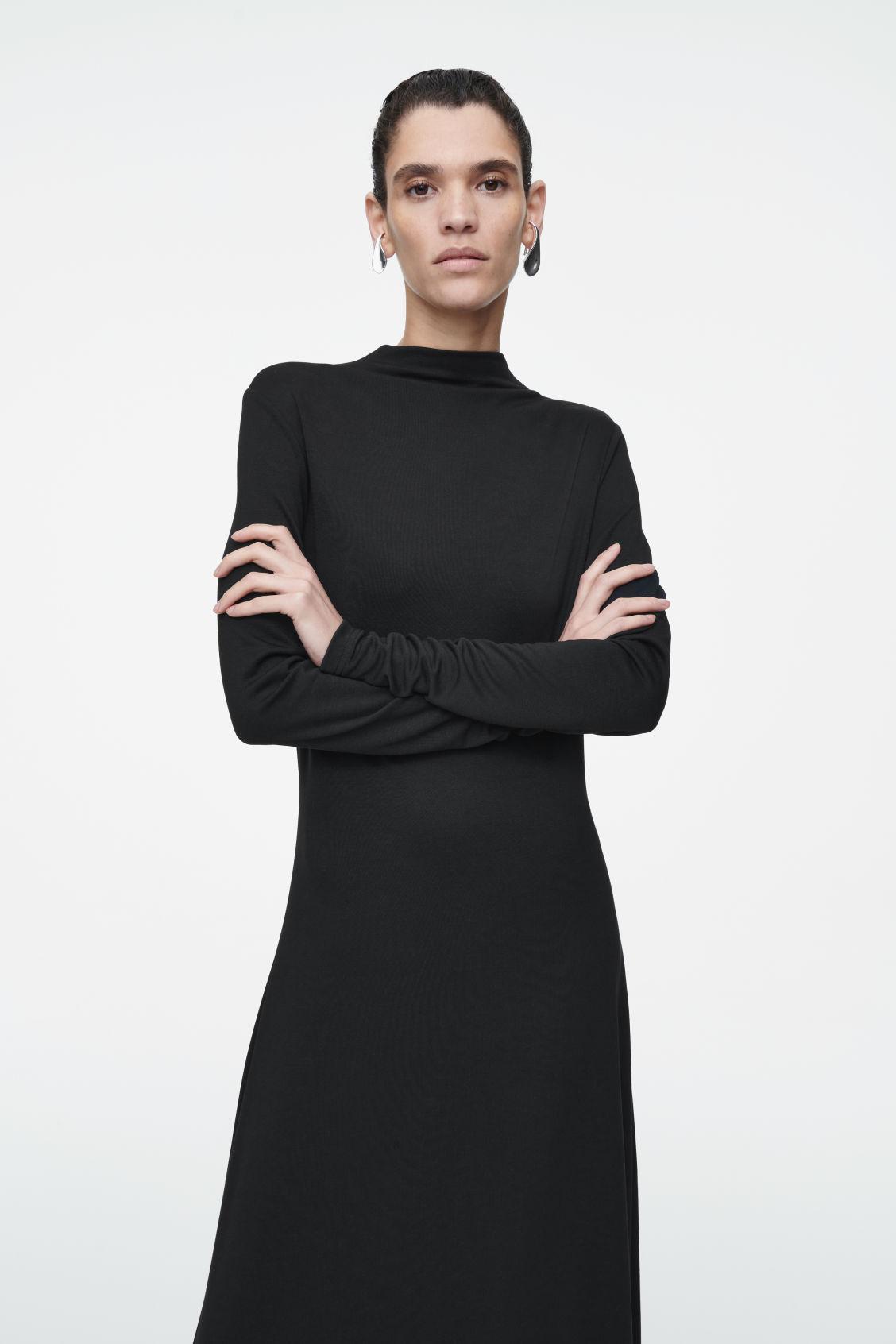 COWL-NECK LONG-SLEEVED MAXI DRESS Product Image