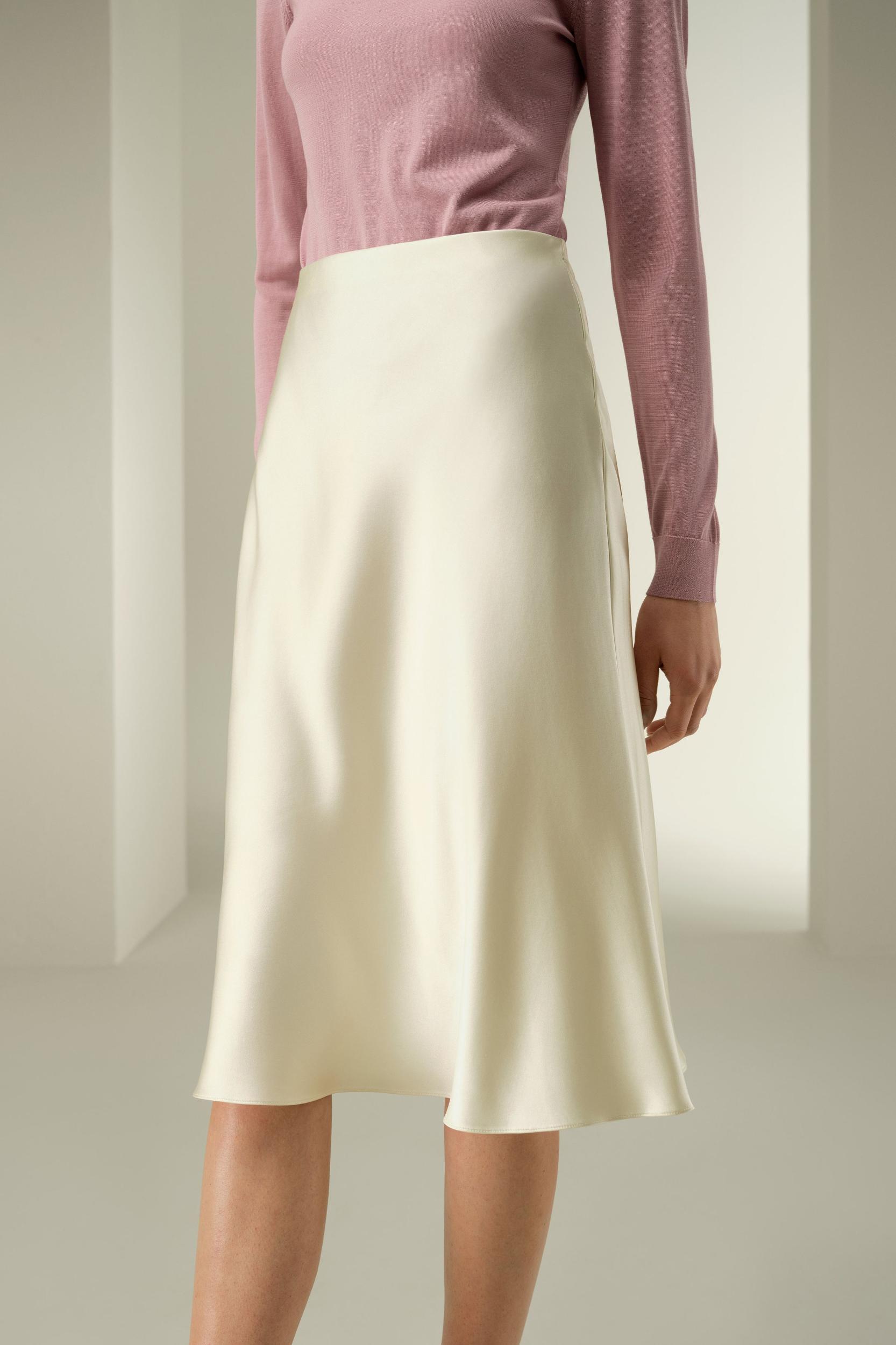 Mid Rise Silk Midi Skirt Product Image