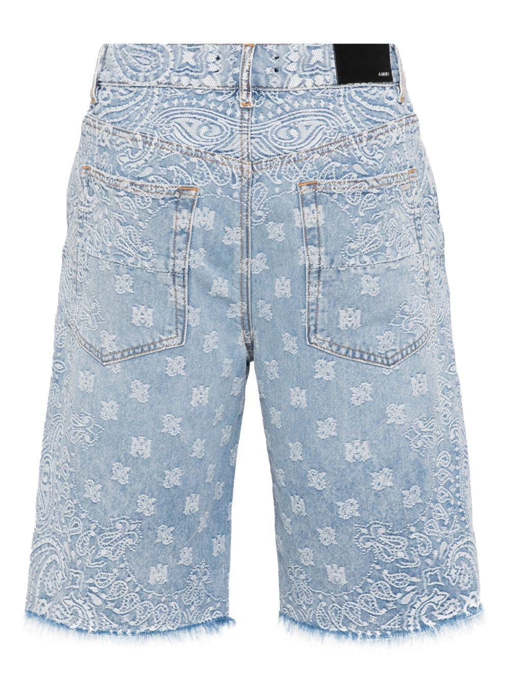 bandana-jacquard denim shorts Product Image