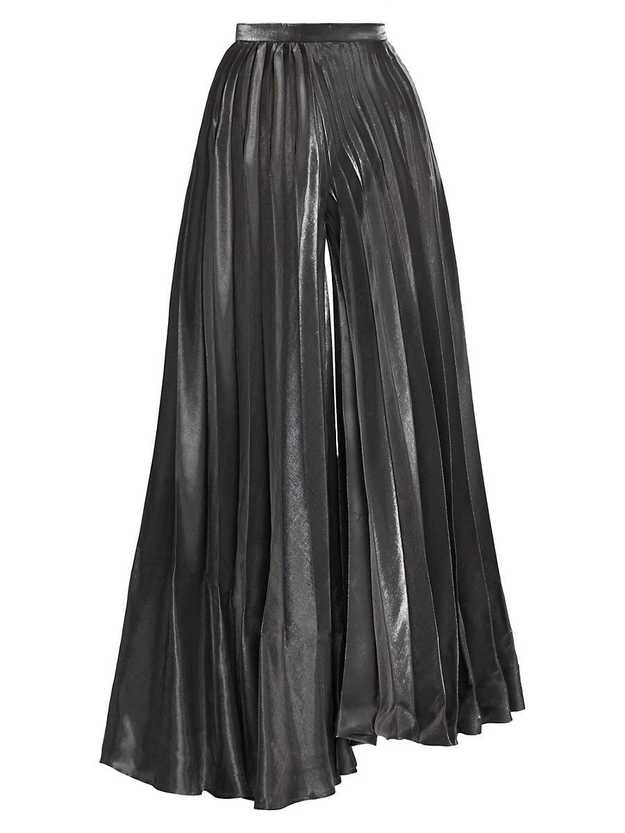 Womens Metallic Pleated Pants Product Image