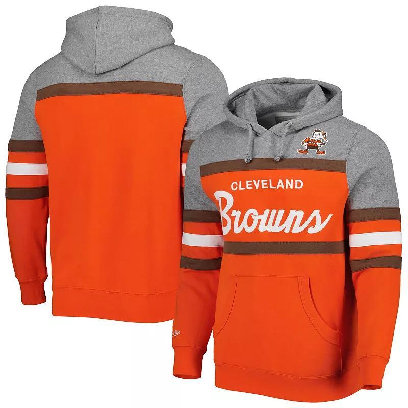 Men's Mitchell & Ness Orange/Heathered Gray Cleveland Browns Head Coach Pullover Hoodie, Size: Small Product Image