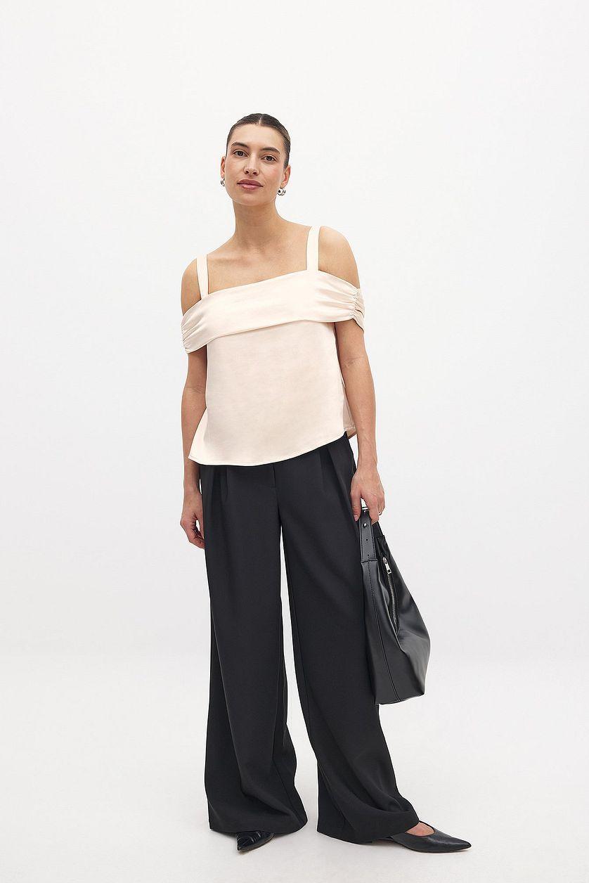 Tie Back Satin Off Shoulder Top Product Image