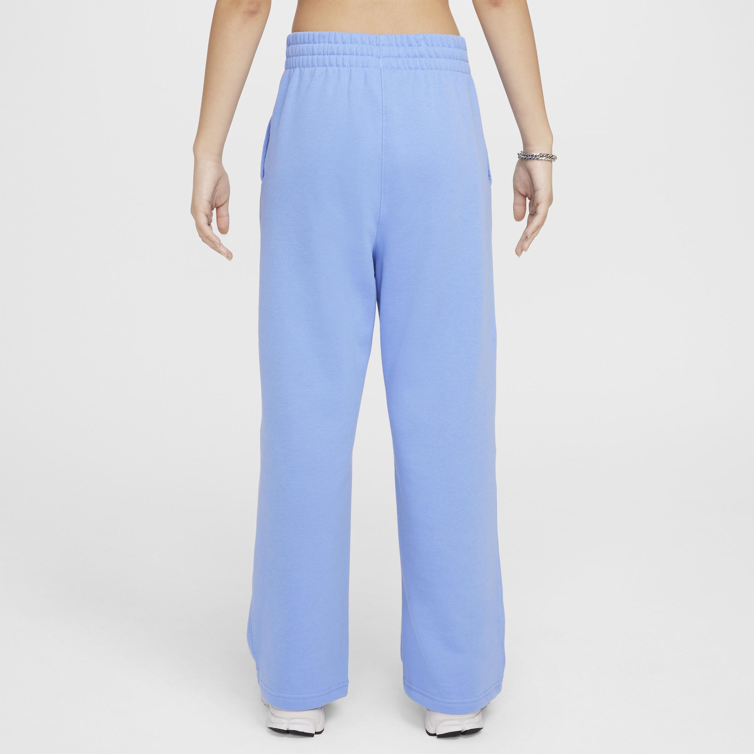 Nike Kids' Sportswear Club Fleece Wide Leg Sweatpants in Royal Pulse/White at Nordstrom, Size Xs Product Image
