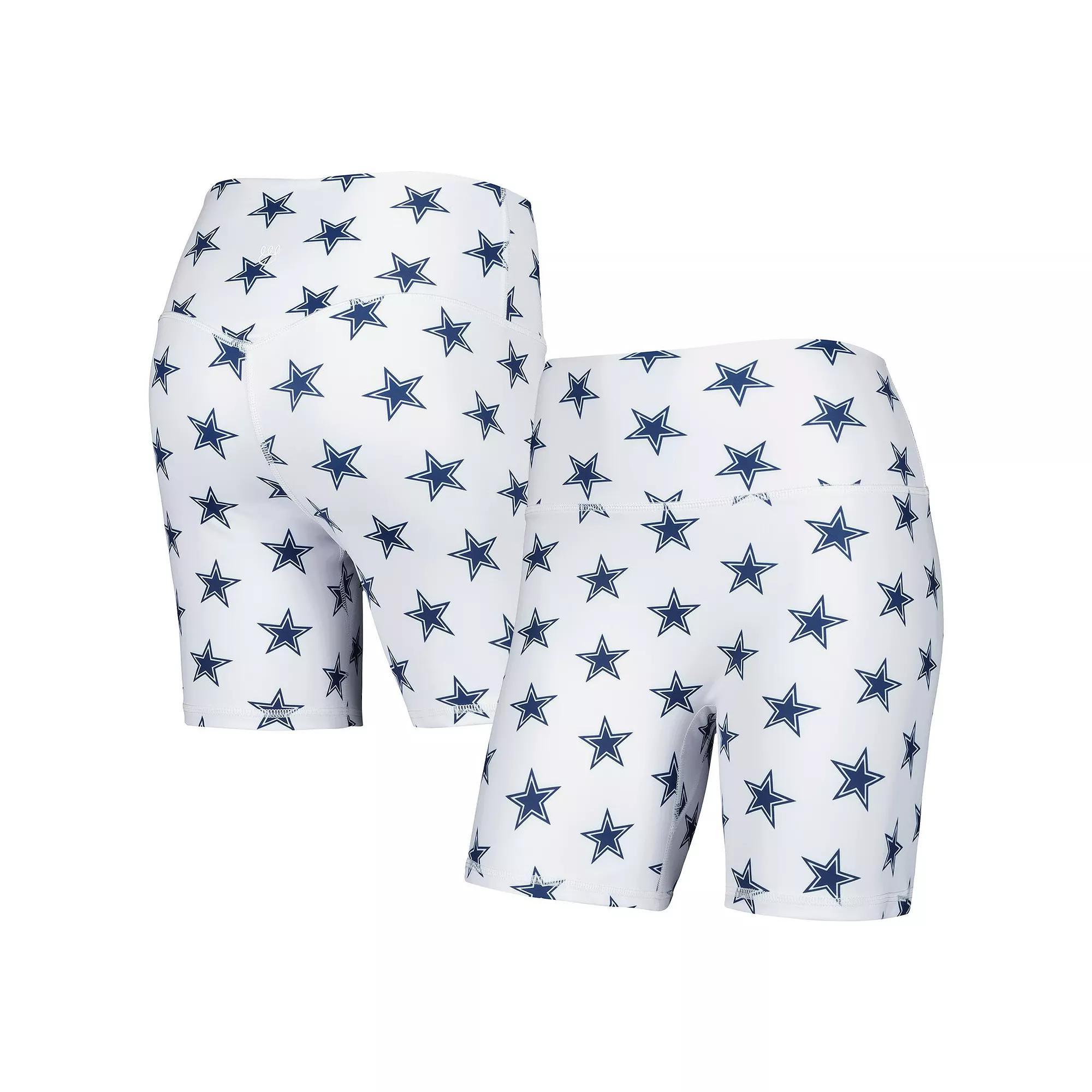 Women's White Dallas Cowboys Allover Print Biker Shorts, Size: 2XL Product Image