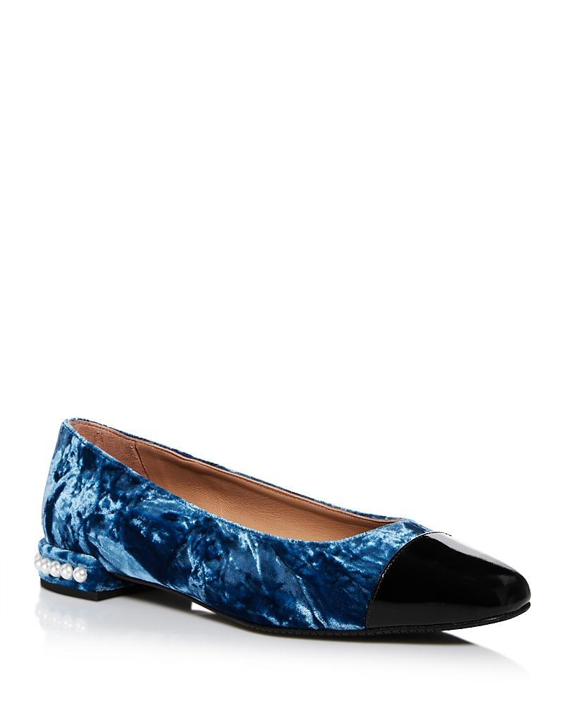Womens Pearl-Embellished Leather Flats Product Image