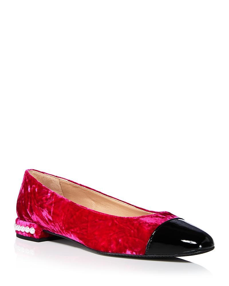 Womens Pearl-Embellished Leather Flats Product Image