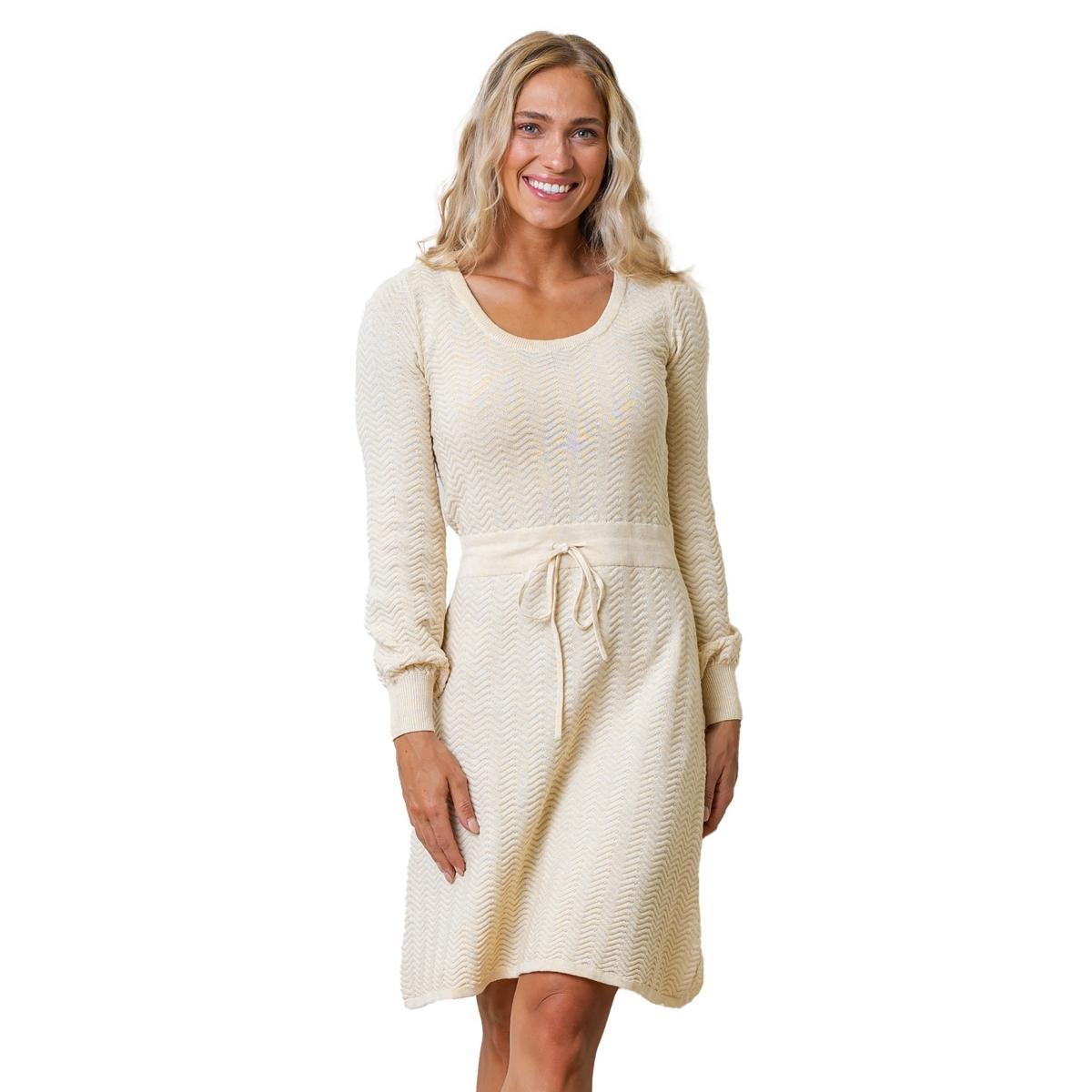 Hope & Henry Women's Organic Balloon Sleeve Sweater Dress in Oatmeal Heather Chevron at Nordstrom, Size 8 Product Image