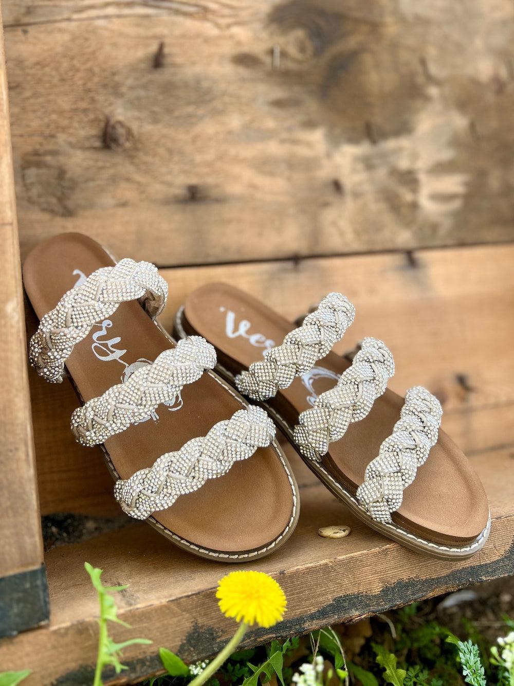 Luxurious Silver Braided Sandals* Product Image