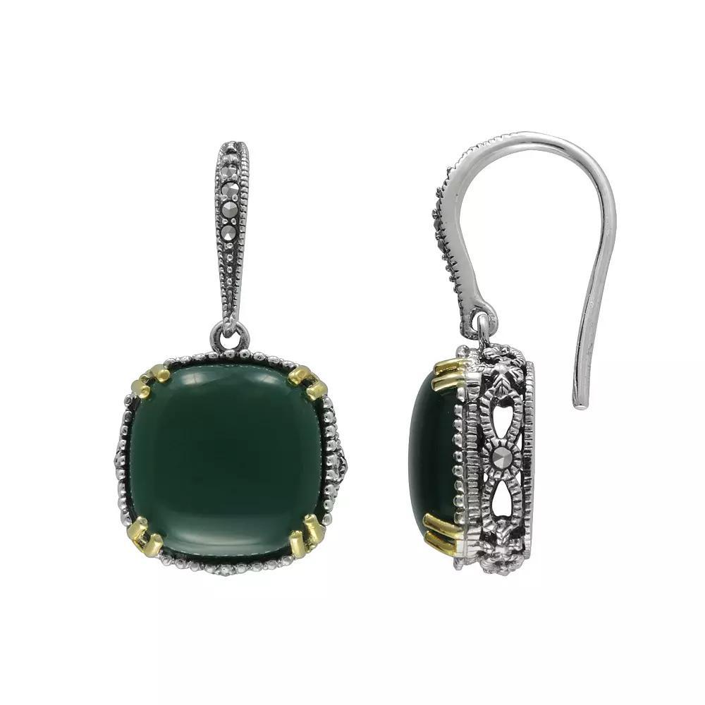 Lavish by TJM 14k Gold Over Silver & Sterling Silver Agate Drop Earrings, Womens, Green Agate Product Image