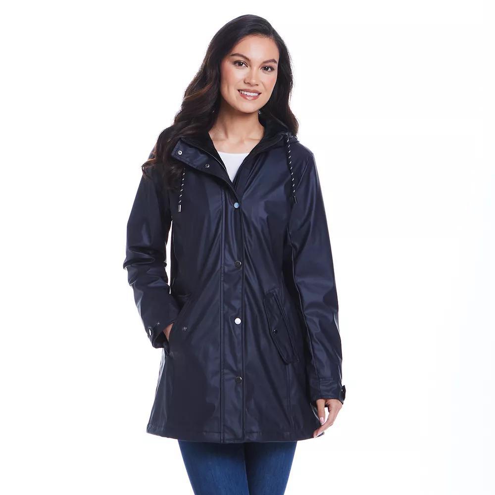 Women's Weathercast Hooded Midweight Rain Jacket, Size: Small, Dark Purple Product Image