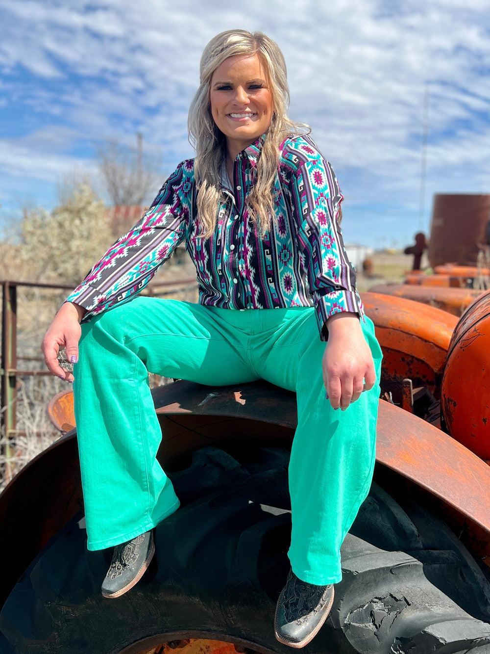 Walking West Denim Turquoise LONG Product Image
