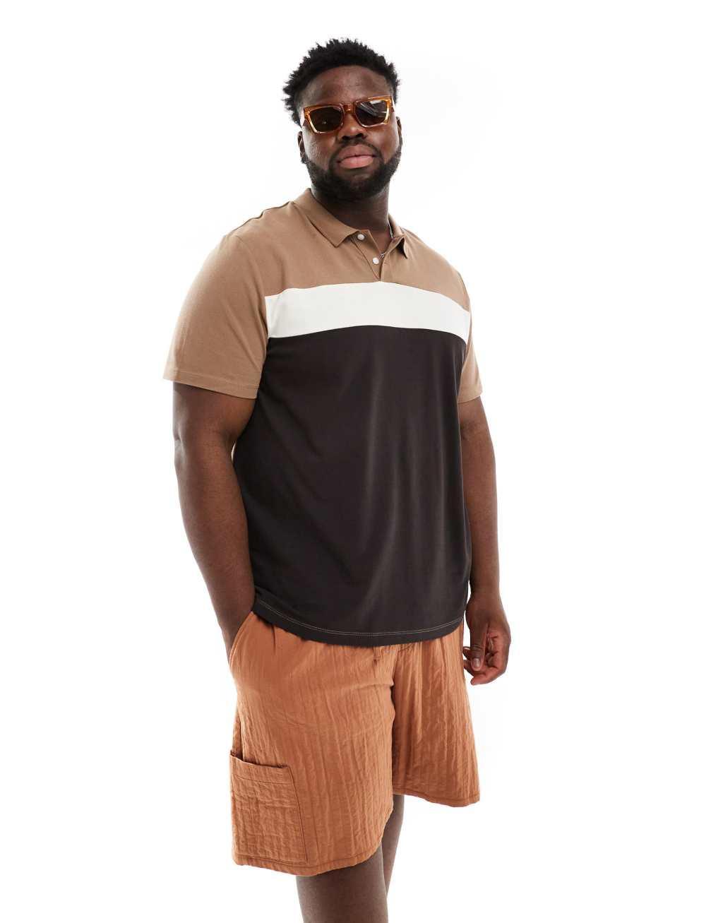 ASOS DESIGN cut and sew polo in multi color Product Image