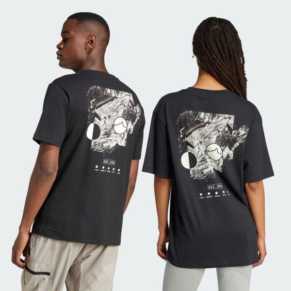adidas City Escape Space Graphic Tee Wonder Silver XL Mens Product Image
