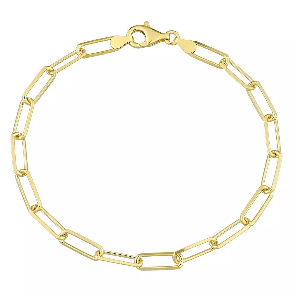 Stella Grace Sterling Silver Fancy Cut Paper Clip Link Chain Bracelet, Mens Gold Tone Product Image