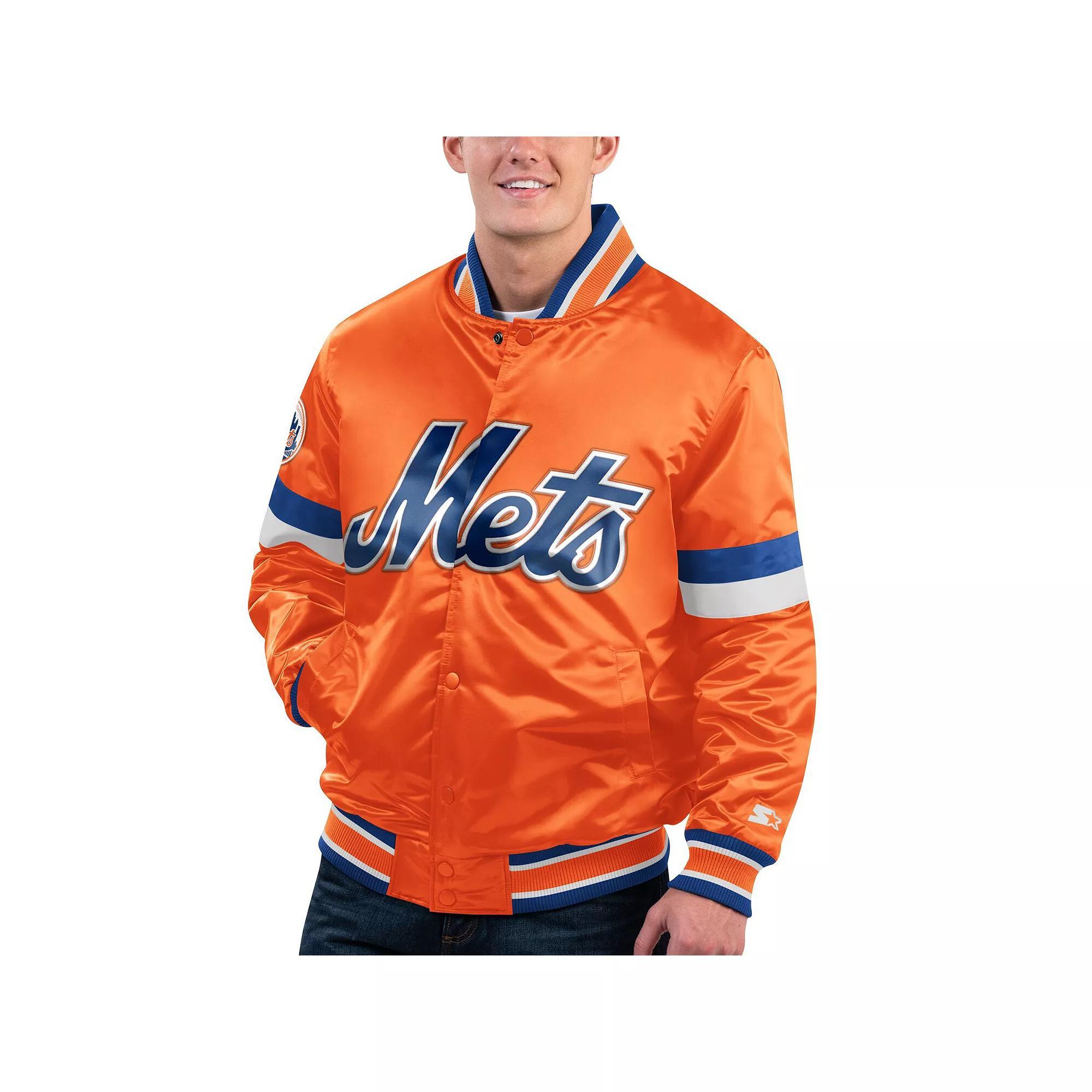 Men's Starter Orange New York Mets Home Game Satin Full-Snap Varsity Jacket, Size: 2XL Product Image