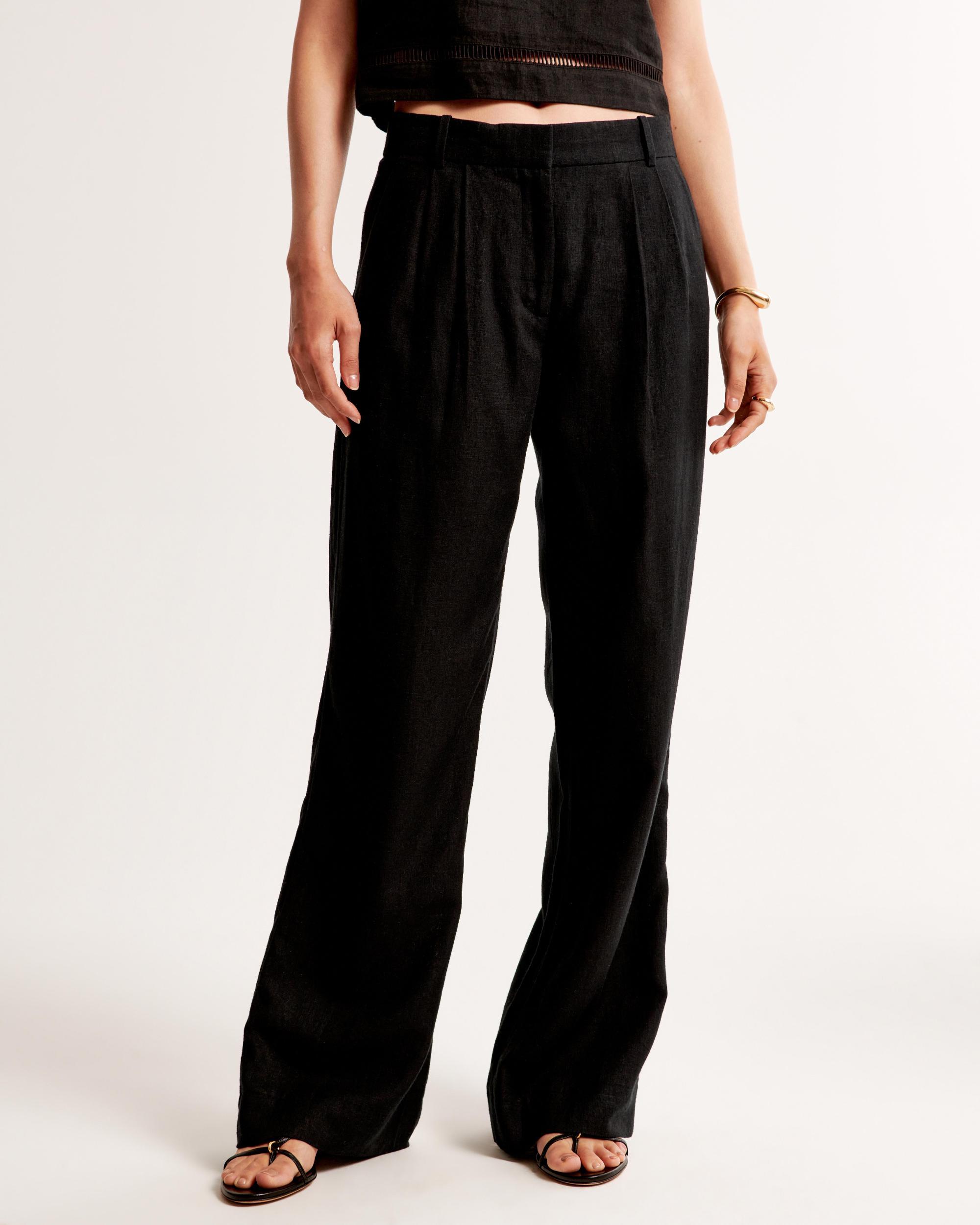A&F Sloane Low Rise Tailored Linen-Blend Pant Product Image