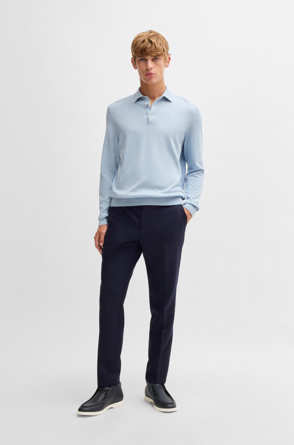 BOSS - Desert boots in tumbled leather with apron toe - Dark Blue Product Image