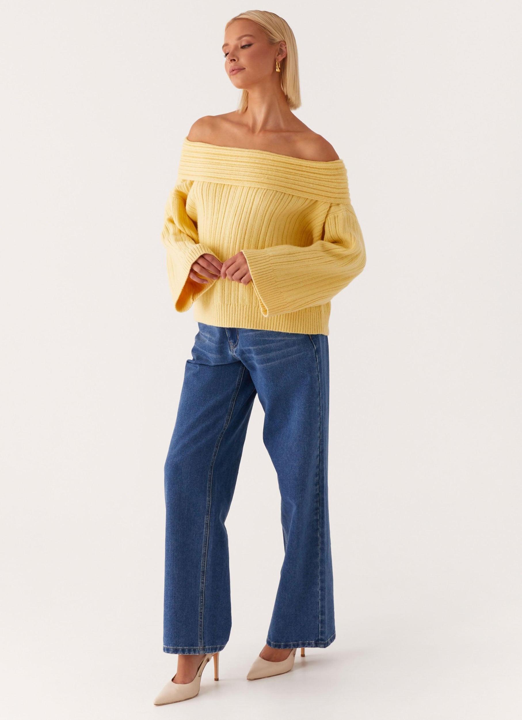 Federica Off Shoulder Knit - Lemon Product Image