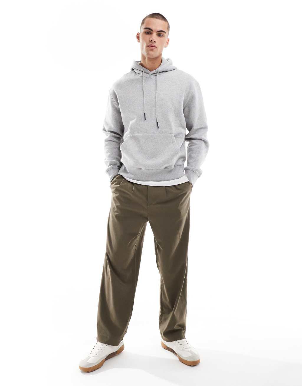 Bershka basic hoodie in gray Product Image