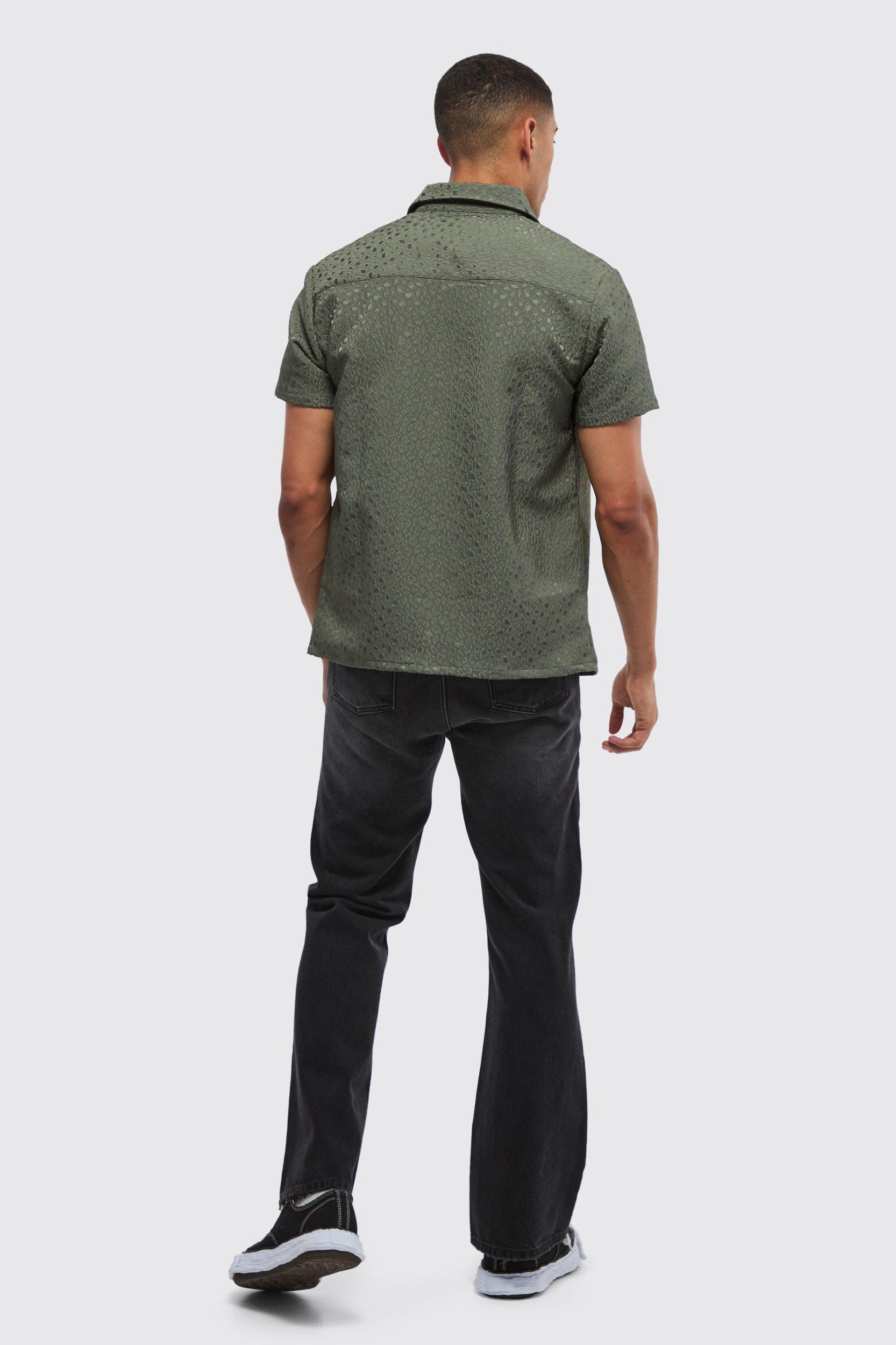 Regular Fit Leopard Jacquard Shirt | boohooMAN USA Product Image