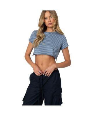 Edikted Womens Stripey Cropped T Shirt Product Image