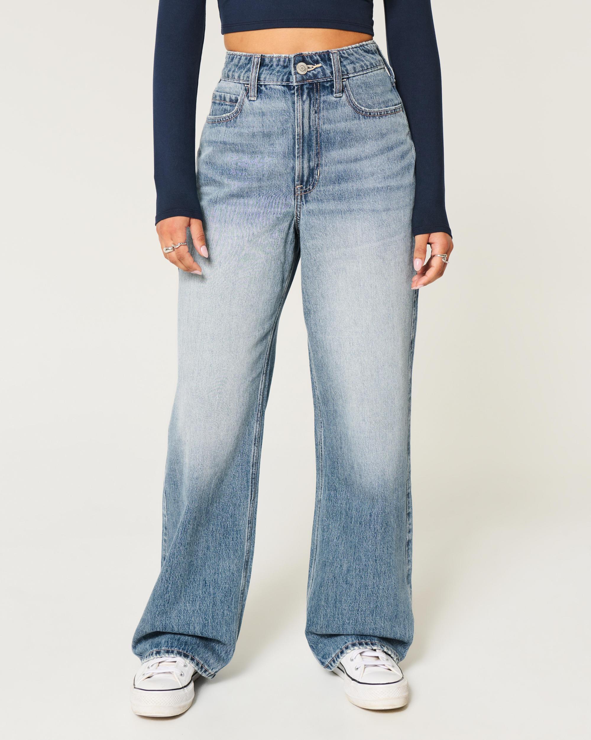 Ultra High-Rise Ripped Medium Wash Baggy Jeans Product Image