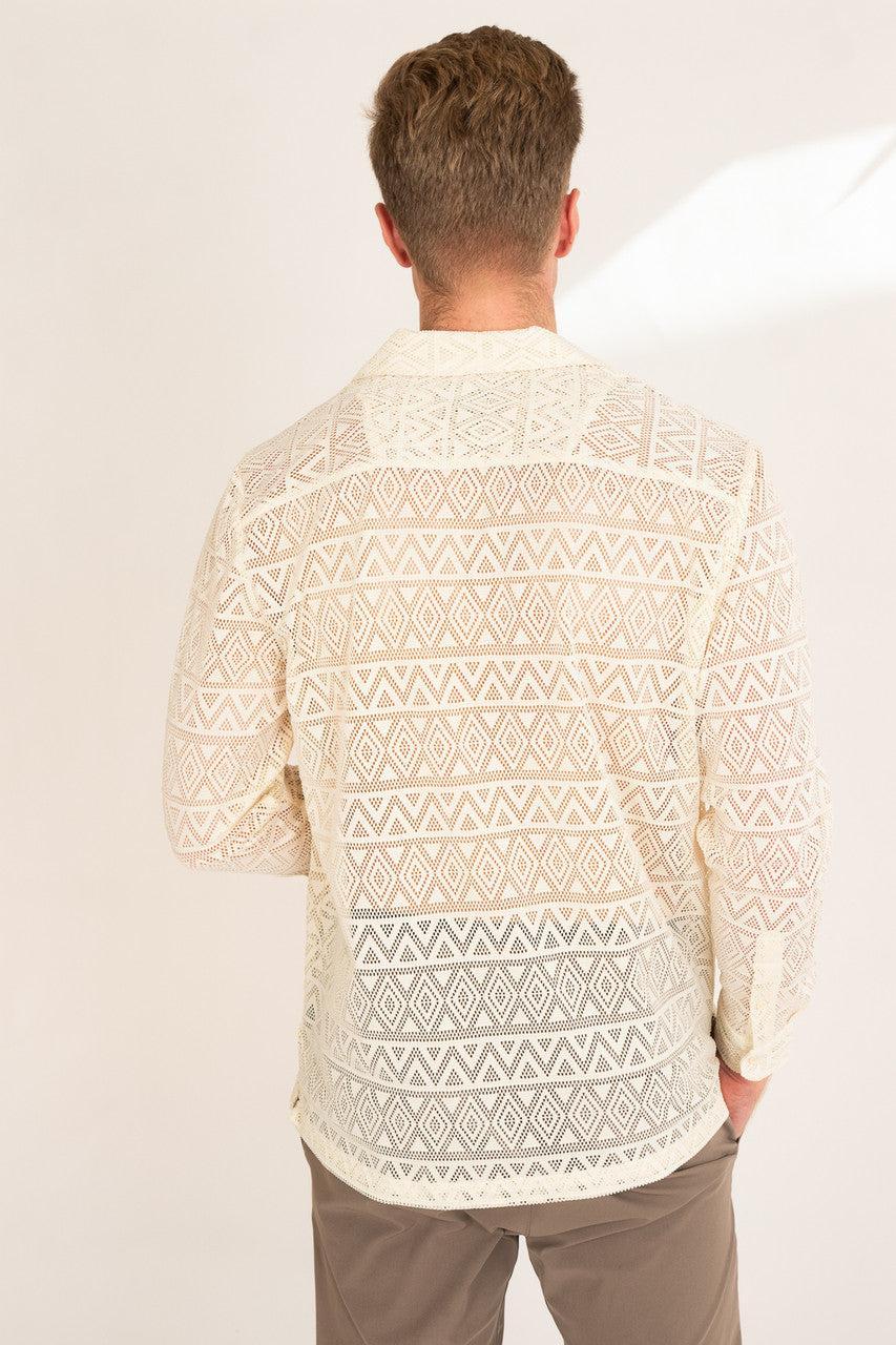 Polyester Triangle Pattern Lace Long Sleeve Shirt Product Image