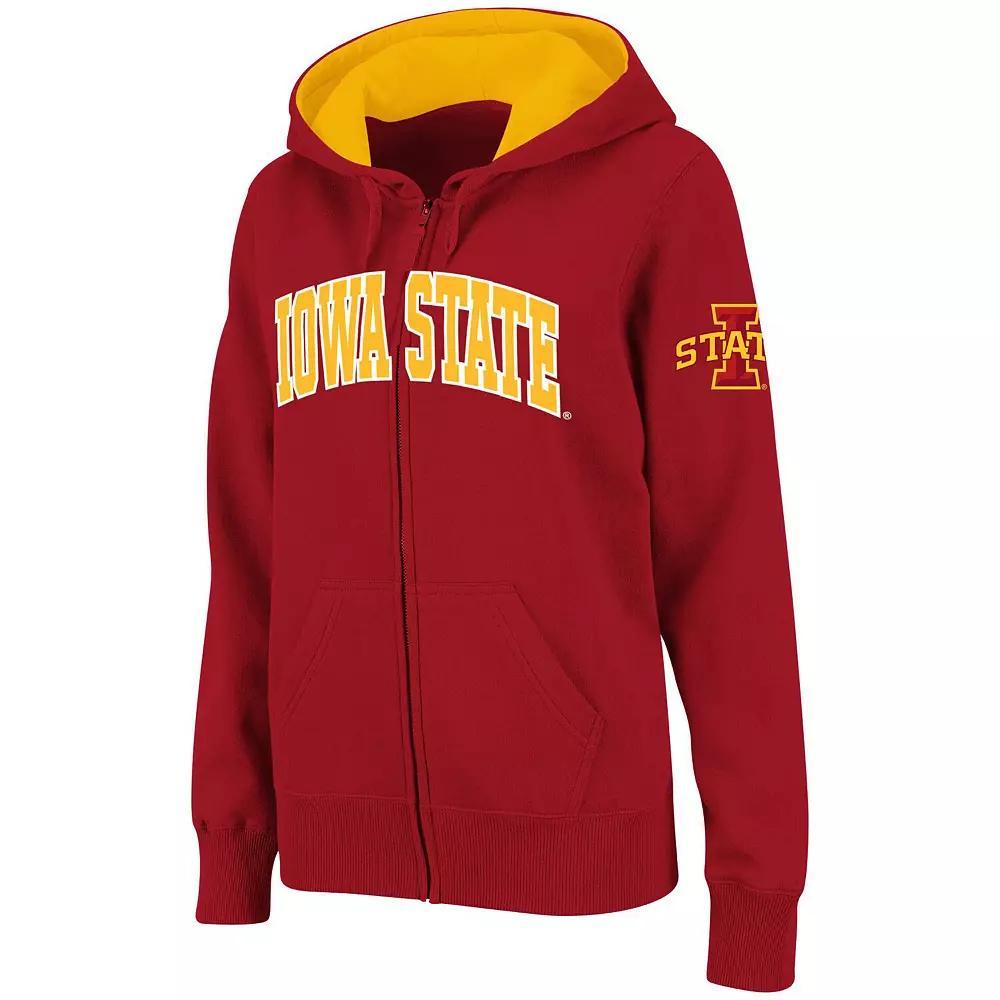 Women's Stadium Athletic Cardinal Iowa State Cyclones Arched Name Full-Zip Hoodie, Size: Medium, Red Product Image