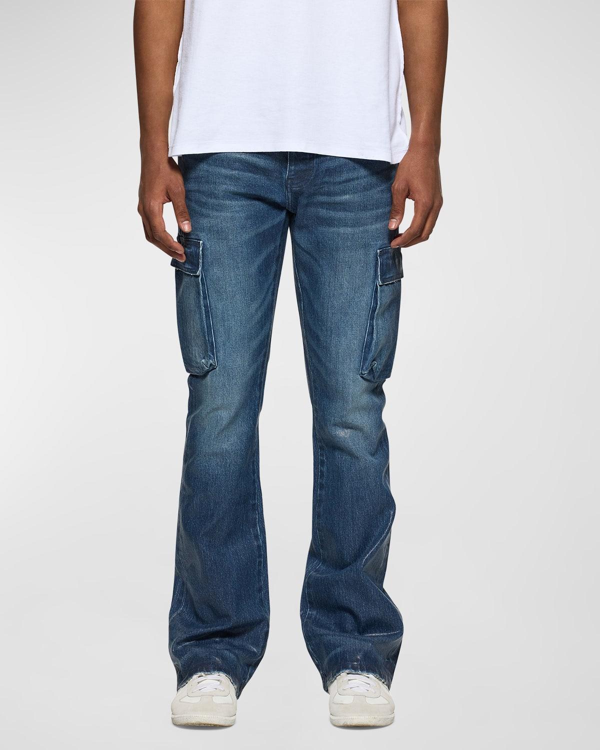 Mens Flared Stretch Cargo Jeans Product Image