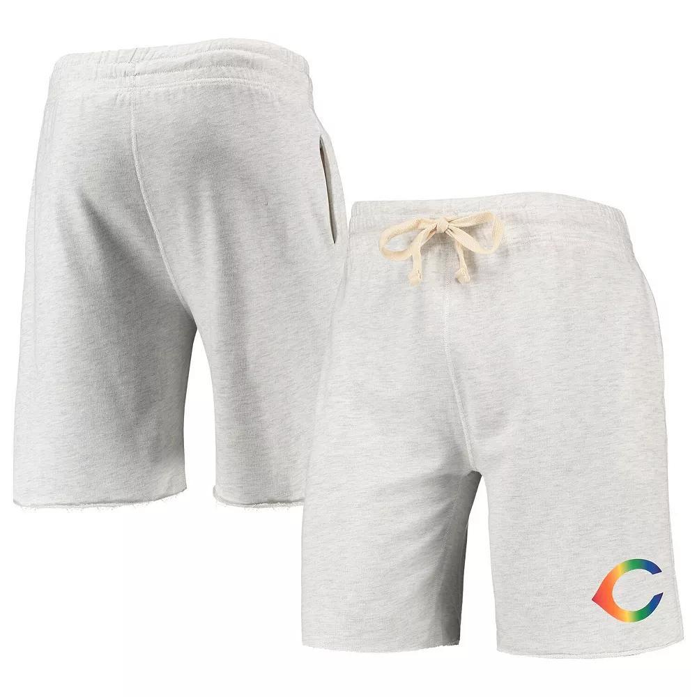 Men's Concepts Sport Oatmeal Cincinnati Reds Mainstream Logo Terry Tri-Blend Shorts, Size: XL, Red Team Product Image