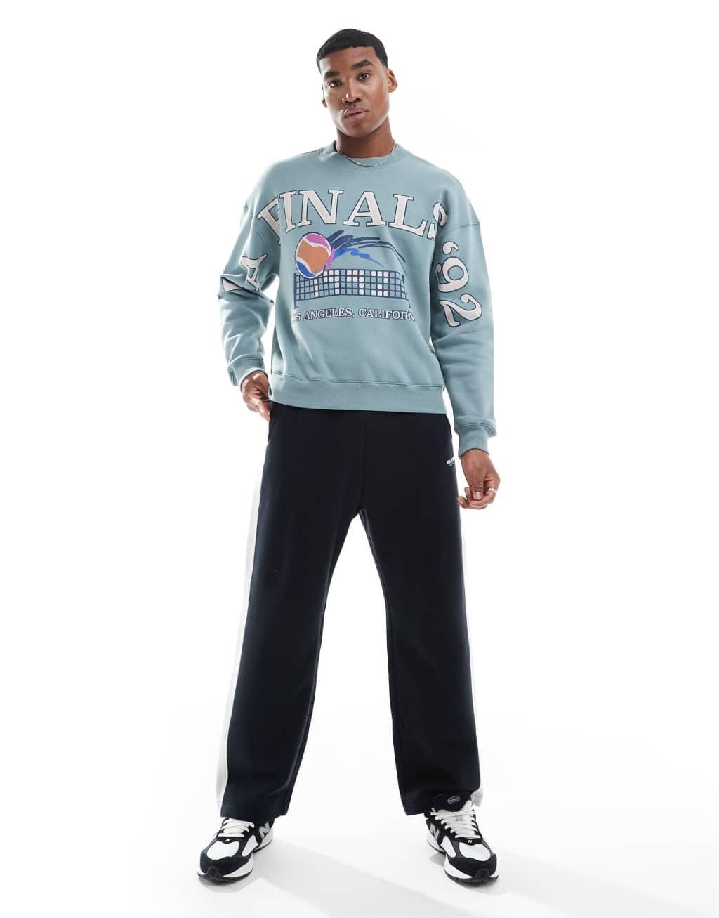 Hollister quarter zip sweatshirt top with contrast piping in blue Product Image