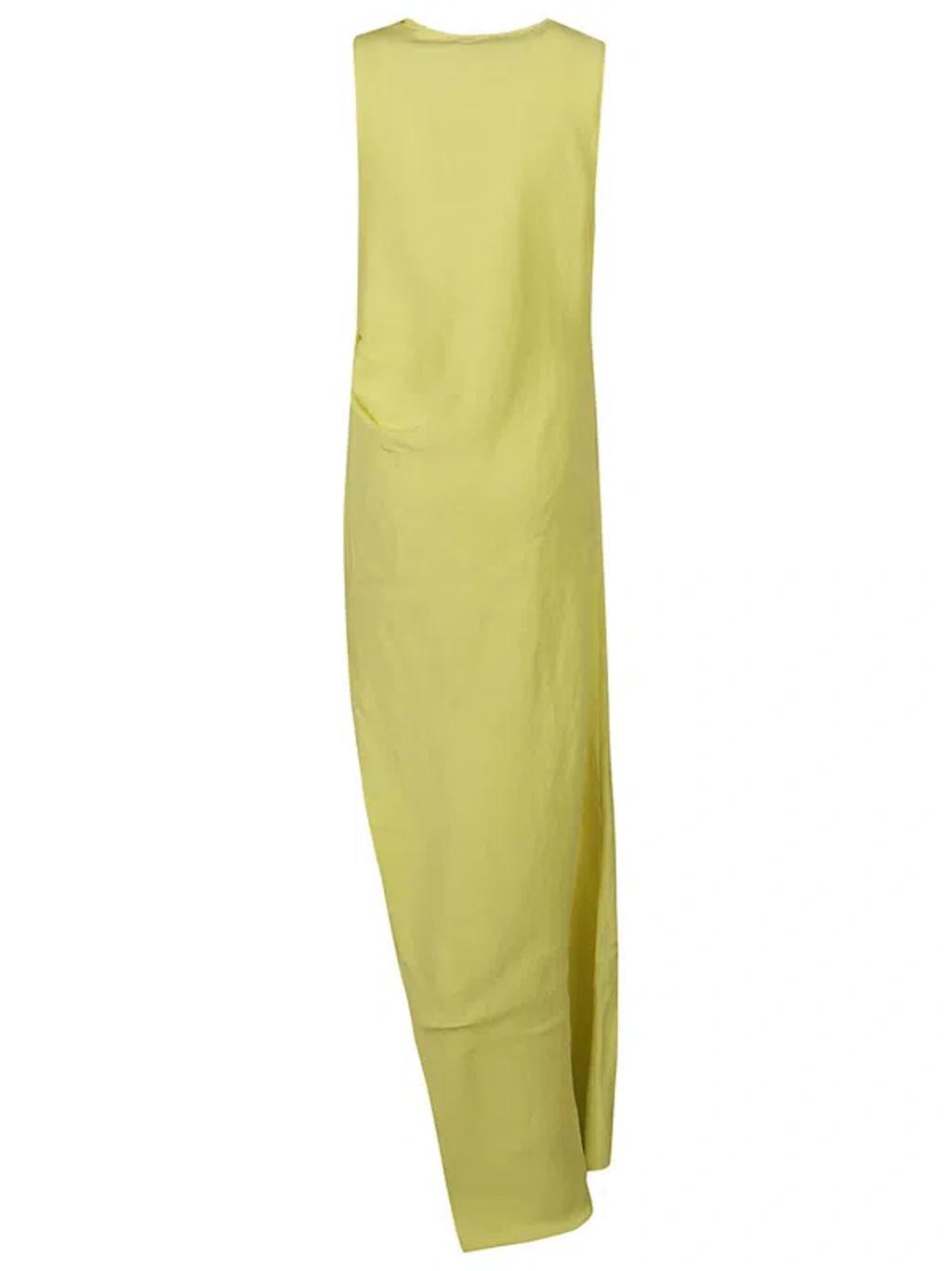 MSGM Side Slit Sleeveless Long Dress In Yellow Product Image