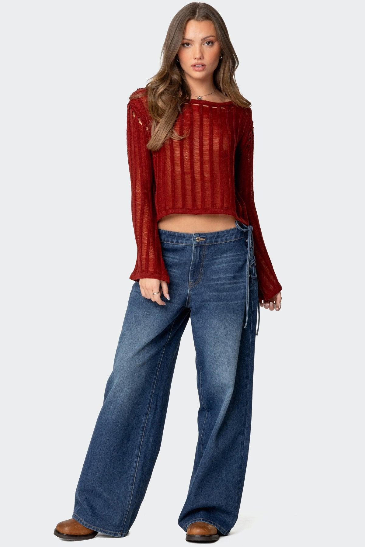 Sagir Sheer Ladder Knit Top Product Image