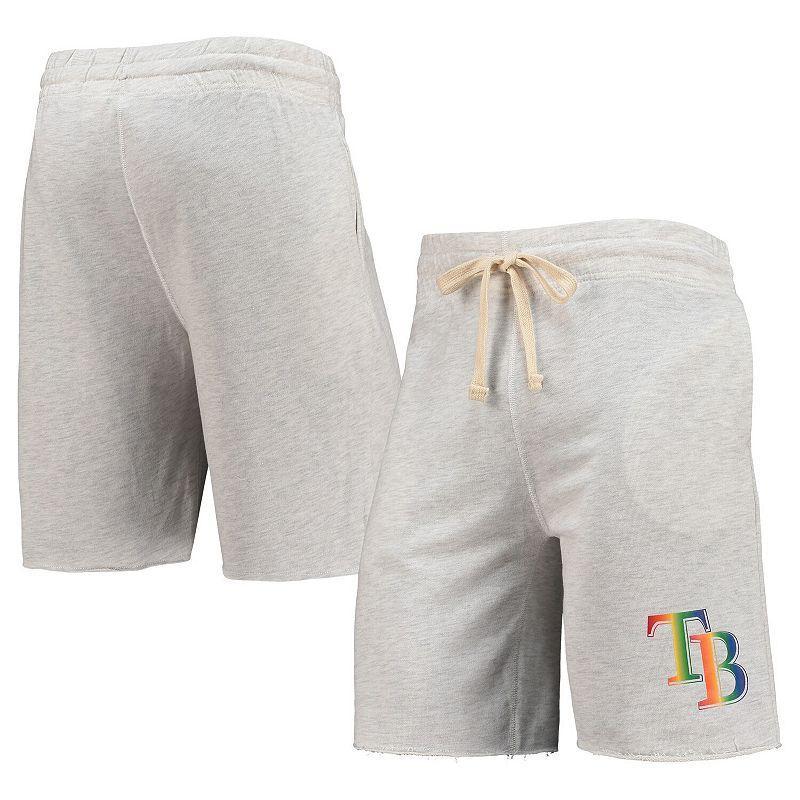 Men's Concepts Sport Oatmeal Tampa Bay Rays Mainstream Logo Terry Tri-Blend Shorts, Size: Medium, Team Product Image