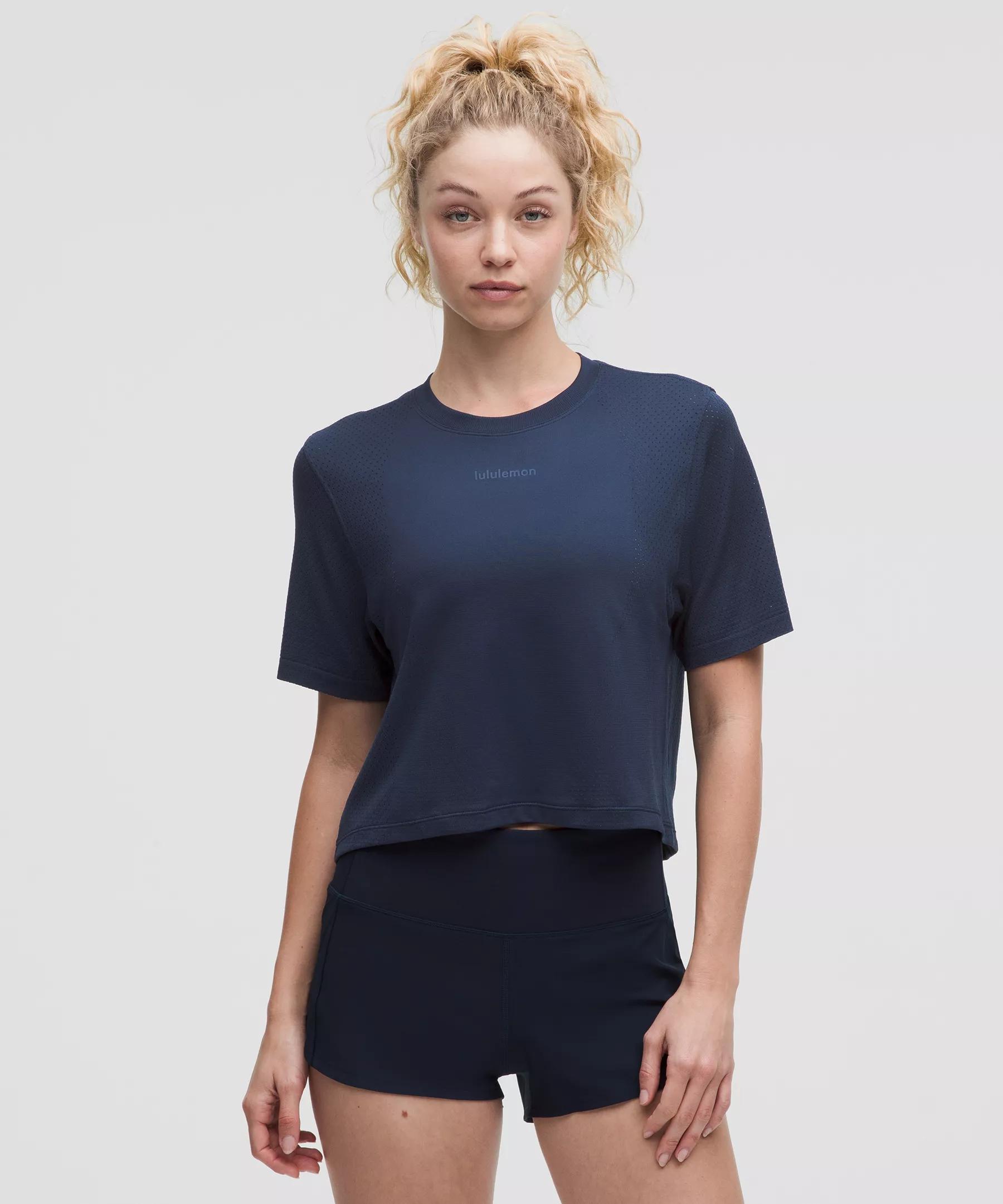 Swiftly High-Low Cropped Short-Sleeve Shirt Product Image