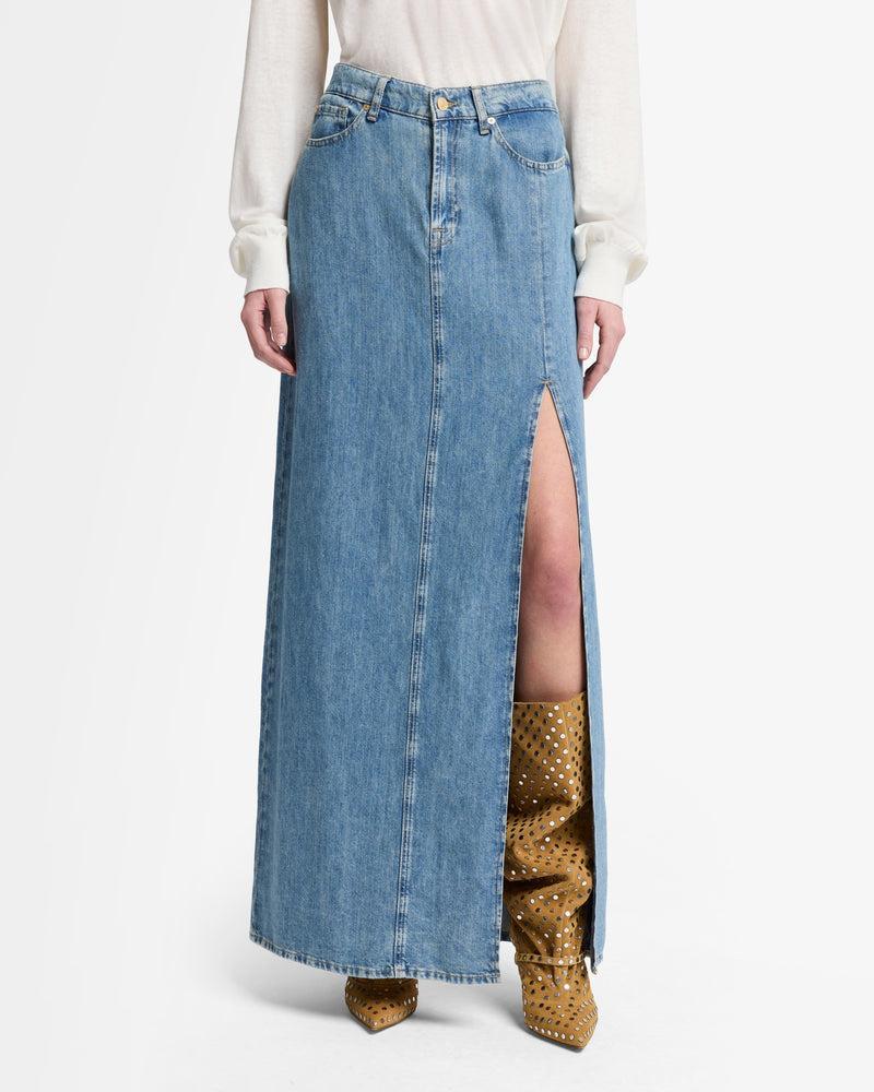 Indigo Linen Maxi Skirt Product Image