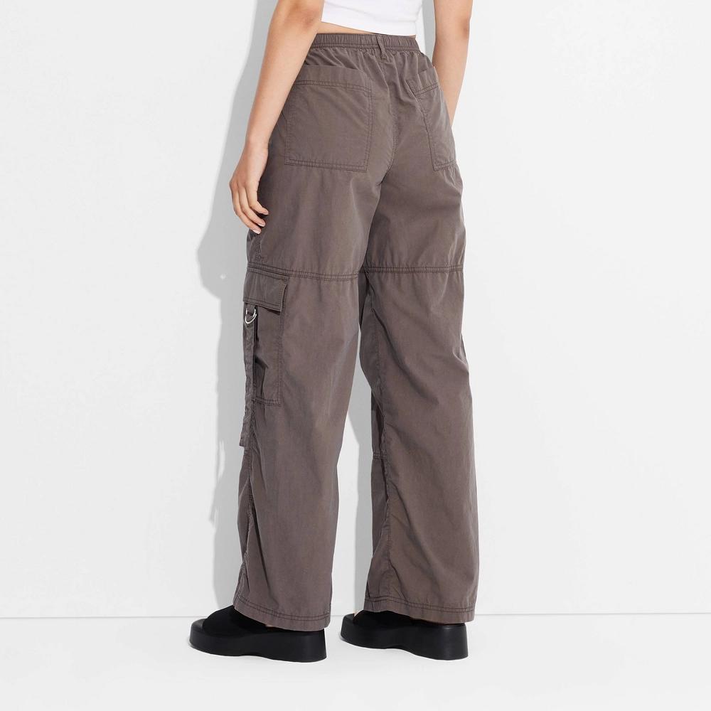 Womens Mid-Rise Wide Leg Cargo Pants - Wild Fable Pewter XL Product Image