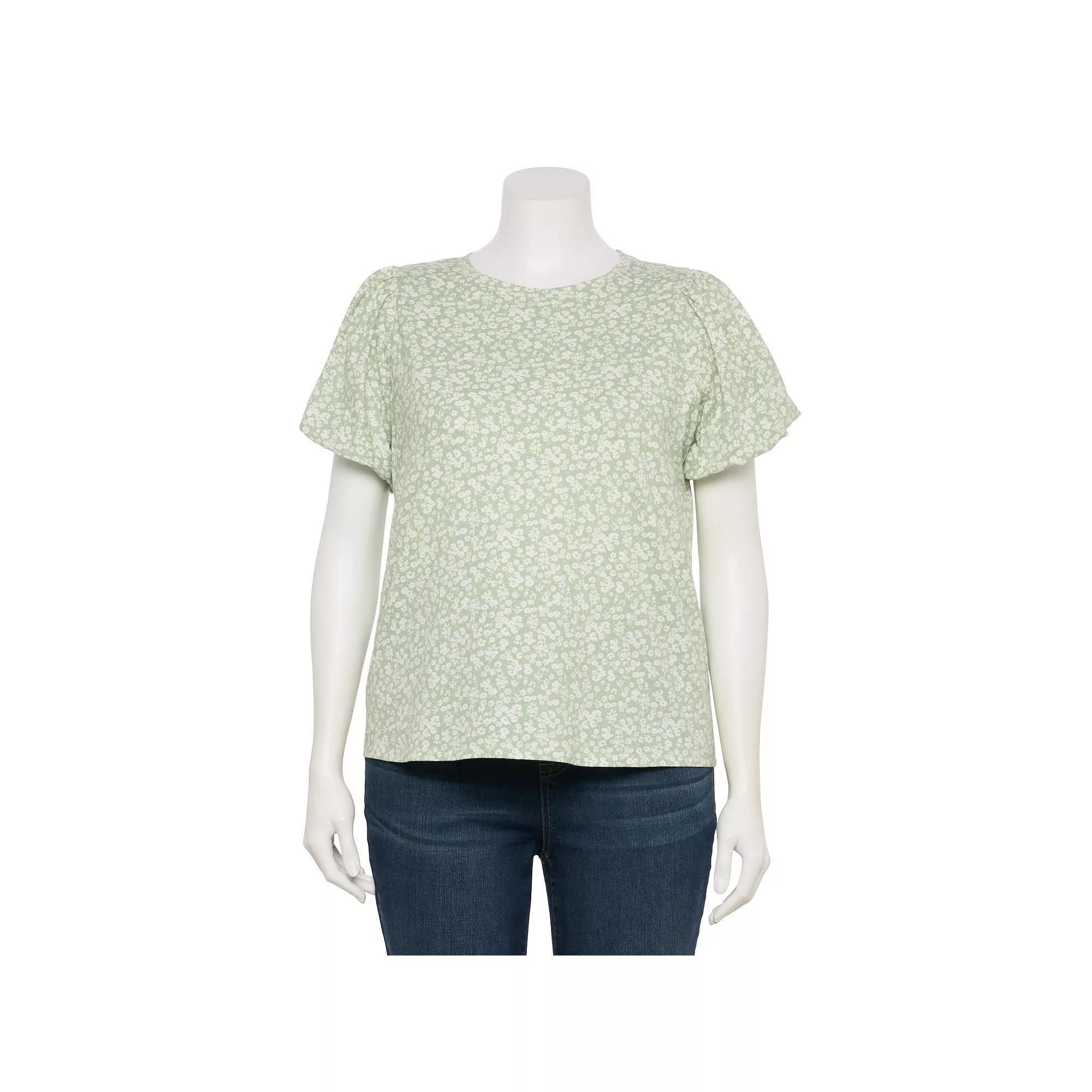 Plus Size LC Lauren Conrad Bubble Sleeve Tee, Womens Product Image