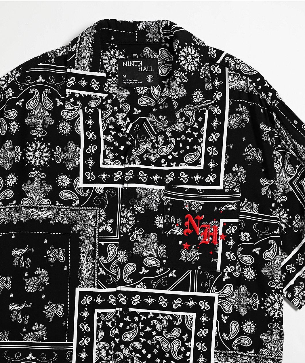 Ninth Hall Paisley Black Short Sleeve Button Up Shirt Product Image