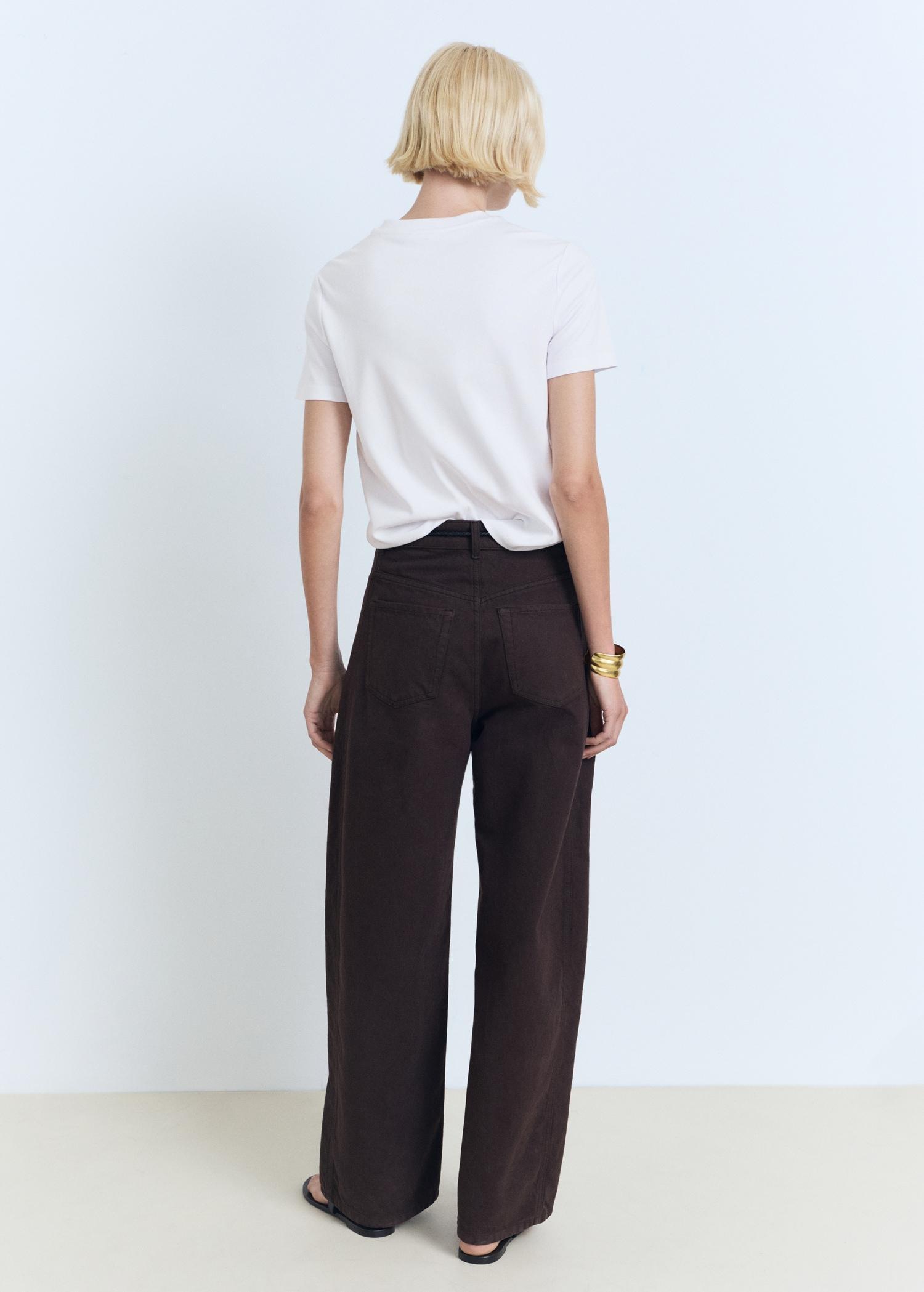 V-neck cotton T-shirt - Women | MANGO USA Product Image