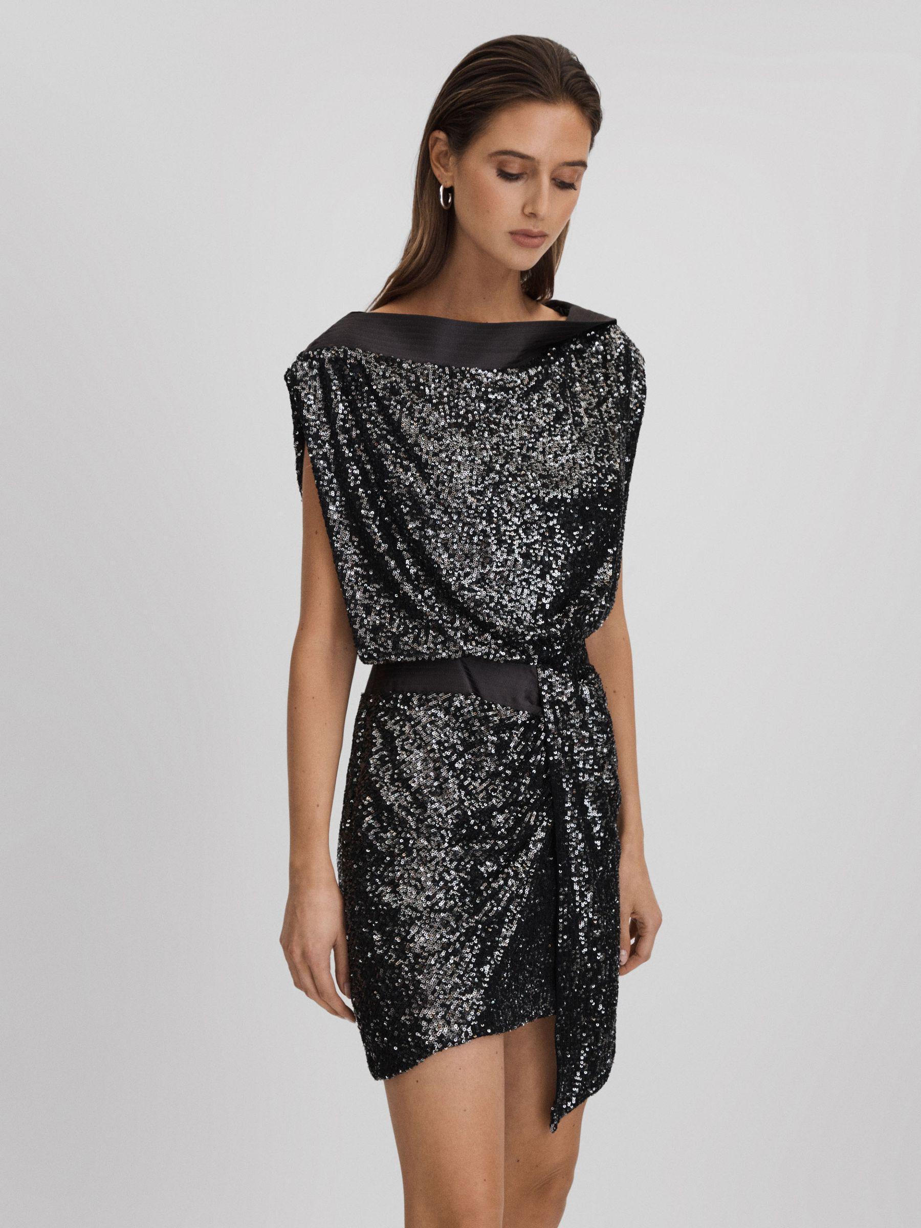 Halston Sequin Mini Dress in Ash Product Image