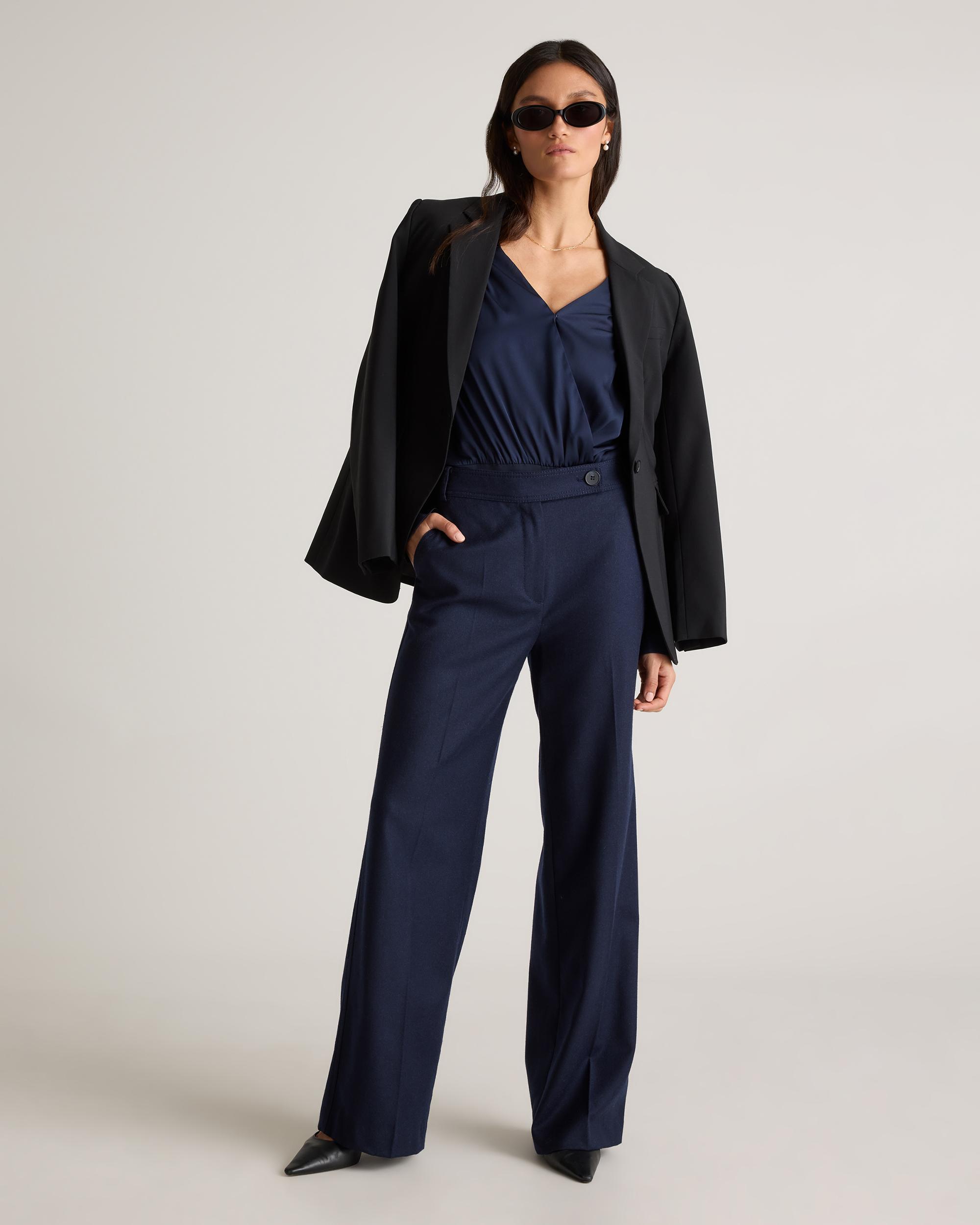 Quince | Women's Washable Stretch Silk Surplice Bodysuit Size XL Product Image