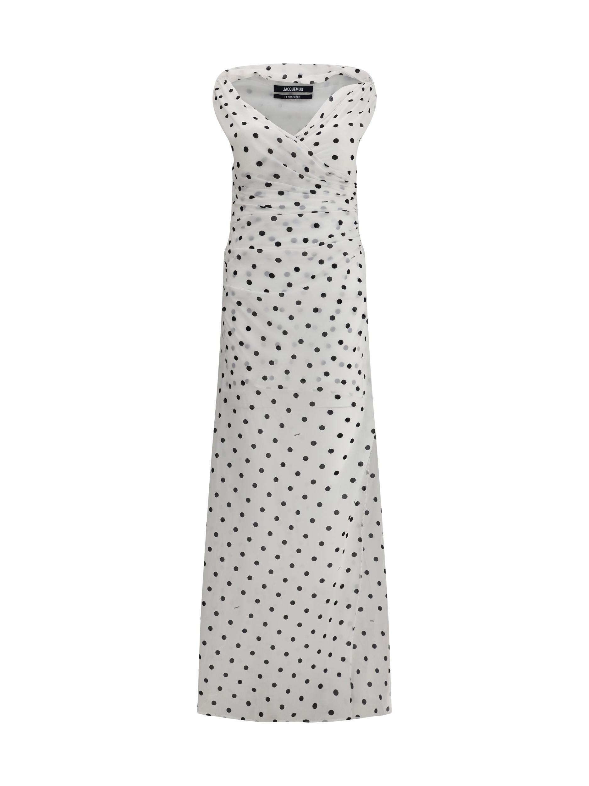 JACQUEMUS Women Rita Pois Long Dress In White Product Image
