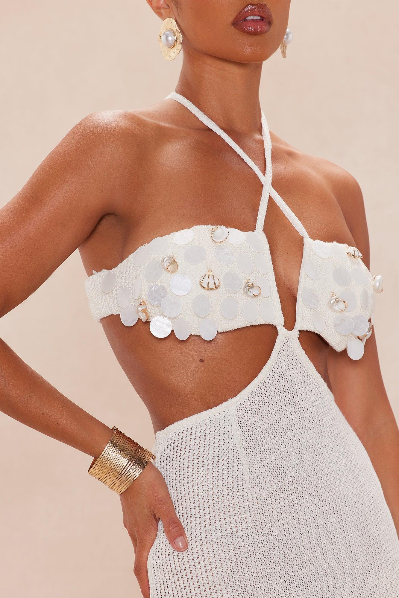 Hailey Crochet Maxi Dress - Cream Product Image