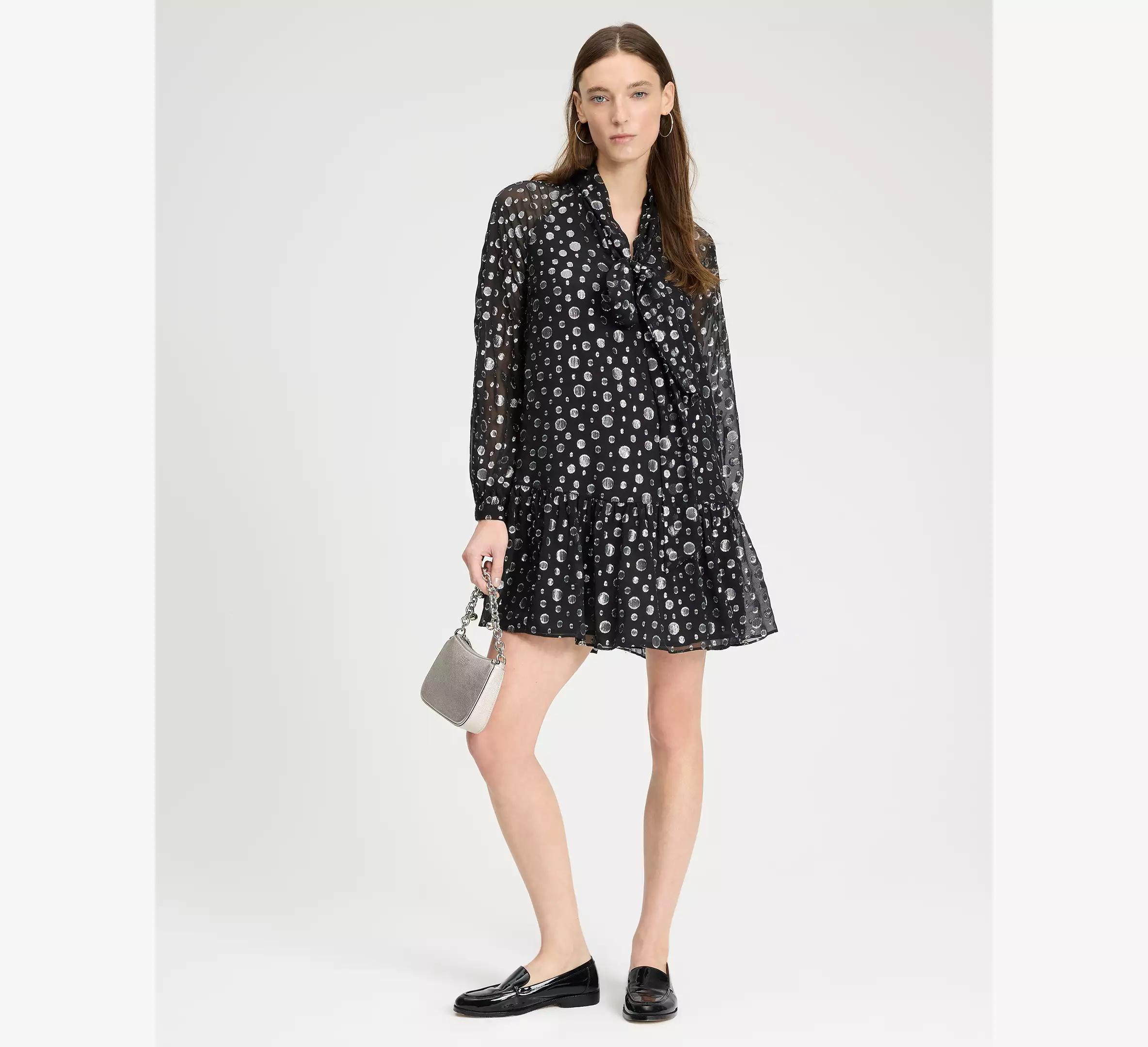 Space Dot Tie-neck Dress Product Image