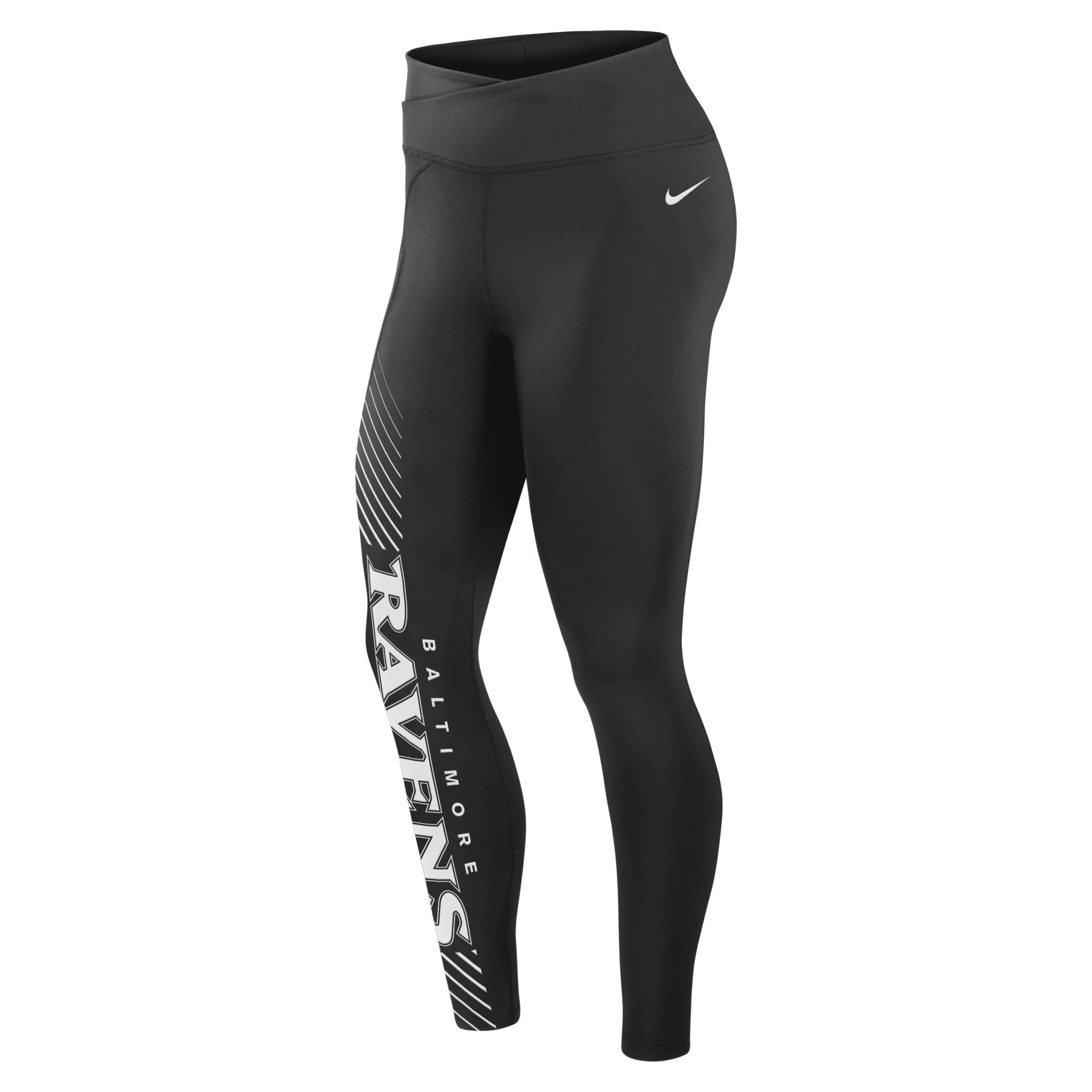Women's Nike Black Baltimore Ravens Yard Line Crossover Leggings, Size: XS Product Image